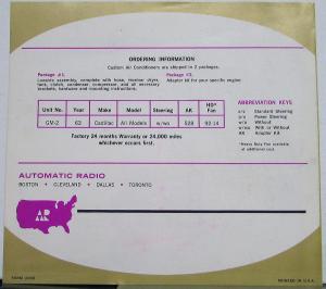 1963 Cadillac Custom Auto Air Conditioning By Automatic Radio Sales Folder Orig