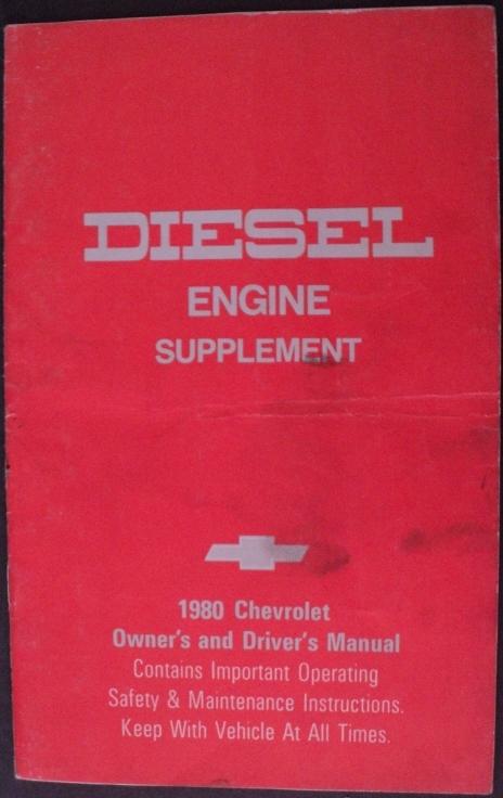 1980 Chevrolet Light Duty Truck Diesel Engine Supplement Owners Manual