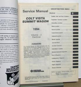 1994 Dodge Colt Vista & Eagle Summit Wagon Dealer Service Shop Repair Manual Set