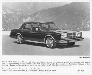 1985 Dodge Diplomat SE Press Photo 0285