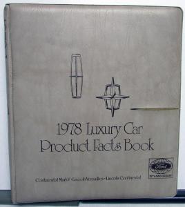 1978 Lincoln Product Facts Dealer Book Album Mark V Continental Versailles
