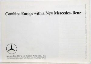 1975 Mercedes-Benz Guide to European Delivery Program Sales Brochure
