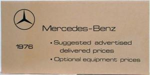 1976 Mercedes-Benz Suggested Advertised Delivered Prices at Ports of Entry
