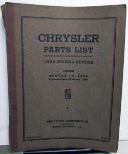 1935 Chrysler Parts List Book Catalog CZ C1 C2 C3 C6 Airstream Airflow Original