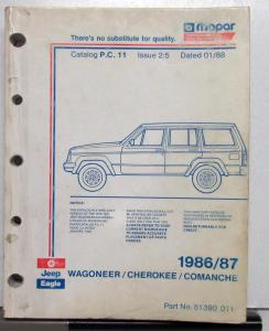1986 1987 Jeep Wagoneer Cherokee Comanche Dealer Parts Book SJ XJ MJ PC 11