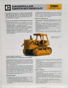 1986 Caterpillar D8K Track-Type Tractor Sales Spec Folder