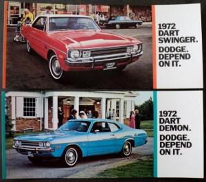 NOS 1972 Dodge Original Post Cards Dart Swinger and Demon Set of 2