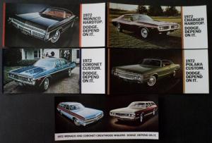 NOS 1972 Dodge Original Post Cards Charger Coronet Polara Monaco Crestwood Set 5