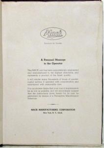 1933-1941 Mack Truck CJ Model Maintenance Shop Manual