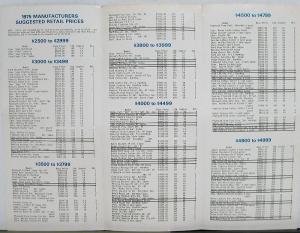 1975 Oldsmobile Advantage Retail Price Sequence of ALL Cars Sales Folder Orig