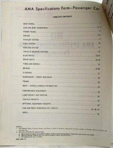 1972 Cadillac AMA Specifications - Fleetwood Calais DeVille Limo