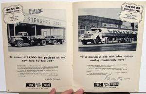 1948 Ford Truck Dealer Brochure 145 HP Big Job Roadside Report F7 F8 Testimonial