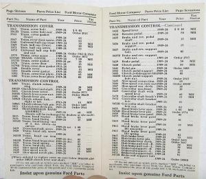 1924 Ford Model T Price List of Parts & Accessories 1909 Thru 1924 Models Orig