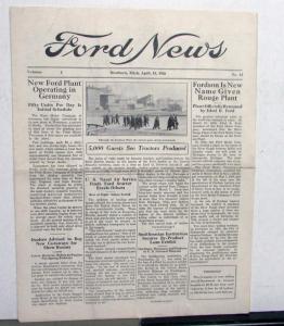 1926 Ford News 4/15/26 Model T Employee Paper