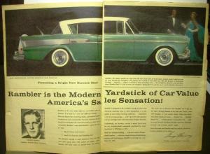 1959 Rambler Six Rebel V8 Ambassador V8 Oversized Sales Brochure Mailer Original