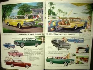 1960 Rambler 6 Rebel V8 Ambassador American Sale Brochure Mailer Insert XL Orig