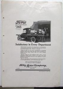 1926 Ford Model T Ton Truck Open Cab Ad Proof