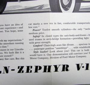 1939 Lincoln Zephyr V12 Sedan Ad Proof As You would Have It