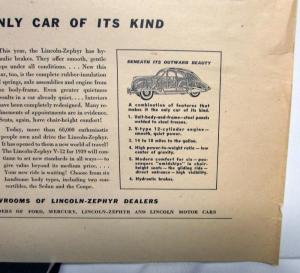 1939 Lincoln Zephyr V12 Sedan This Twelve Style Leader Ad Proof