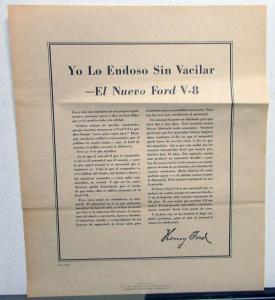 1957 Ford V8 I Endorse It Without Hesitation Letter Ad Proof SPANISH TEXT