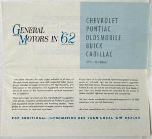 1962 General Motors Shareholders Brochure Specs/Pricing Chevrolet Pontiac Buick