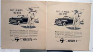 1942 Mercury 8 V8 Engine Flight On Wheels Ad Proofs Original