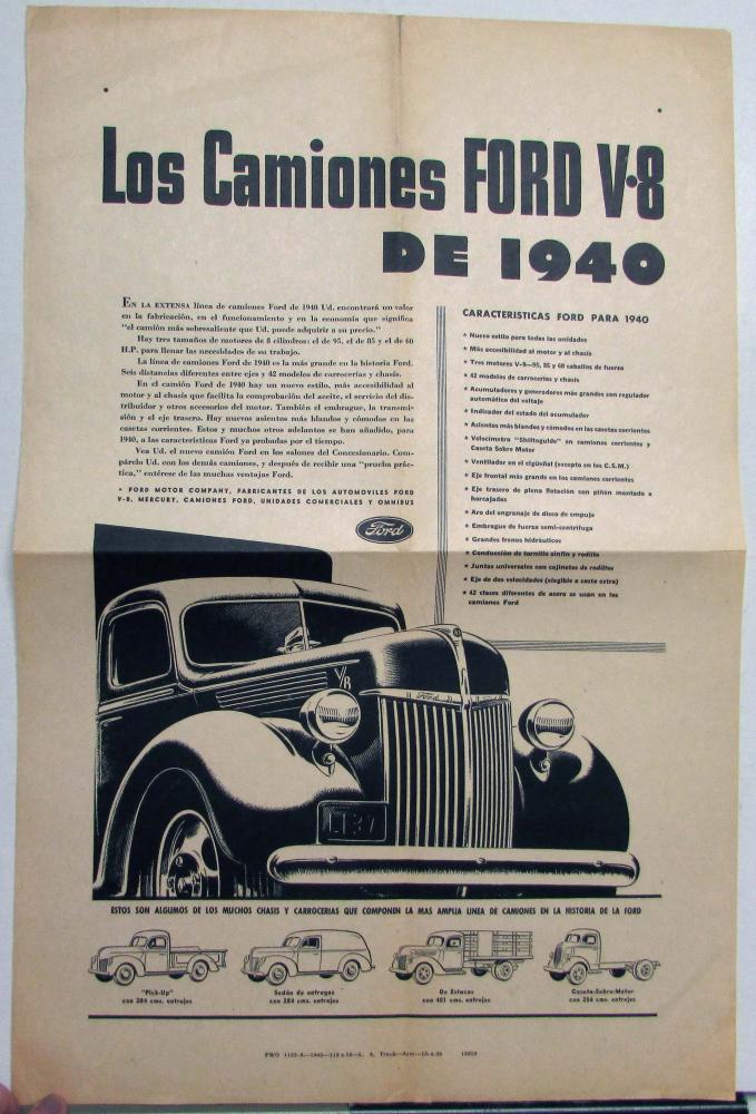 1940 Ford V8 Truck In The Extensive Line Of Ford Trucks AdProof SpanishText Orig