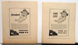 1940 Ford Trucks V8 Long Life! English & Spanish Ad Proof Original