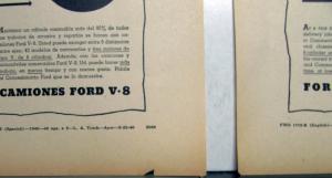 1940 Ford Trucks V8 Delivery Commercial Cars Ad Proof English & Spanish Orig