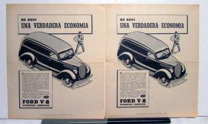 1939 Ford Trucks V8 Delivery Commercial Cars Ad Proofs Spanish Text Original