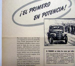 1939 Ford V8 Passenger CarThe First In Power Ad Proofs Spanish Text Original