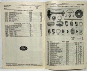 1934 Ford Model T Price List of Parts Orig Effect Nov 15 1934 For 1909 To 1927