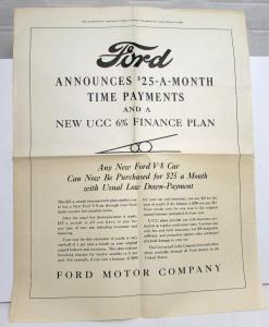 1936 Ford Announces $25 A Month Time Payments Ad Proof Original