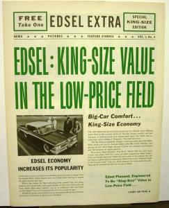 1959 Edsel Dealer Newspaper Style Brochure Corsair Ranger Villager Economy Nice!