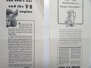 1939 Ford V8 Trucks & Commercial Cars Features Dependability Ad Proof Original