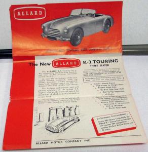 1952 Allard K-3 Touring Three Seater Sales Leaflet Printed in England