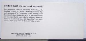 1969 Pontiac Benneville Catalina LeMans Custom S Great Break Away Sale Postcard