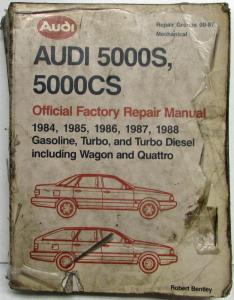 1984-1988 Audi 5000S 5000CS Quattro Repair Manual - Gas - Turbo - Turbo Diesel