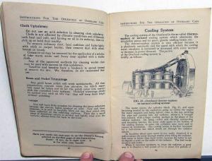 1915 Overland Automobiles Operation Care and Adjustment Owners Manual