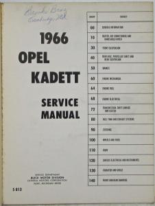 1966 Opel Kadett Service Shop Repair Manual