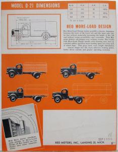 1948 REO Truck Model D-21 Specifications Sales Brochure