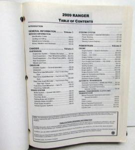 2009 Ford Ranger Pickup Truck Service Shop Repair Manual Vol 2 Only