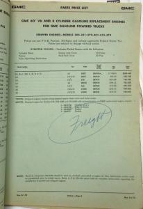 1973 GMC Truck Dealer Parts and Accessories Price Schedule Book No DL73