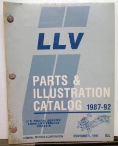 1987-1992 Chevrolet USPS LLV Long Life Vehicle Chassis Parts/Illustration Book
