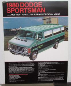 1980 Dodge Sportsman B100 B200 B300 Specifications Ordering Codes Sales Sheet