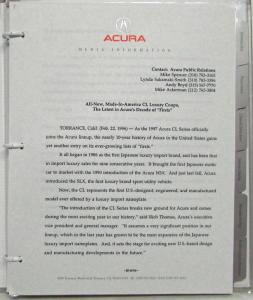 1997 Acura CL Media Information Binder Press Kit