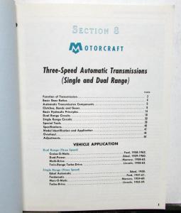1962 Ford Autolite Technical Service Institute Transmission Manual Auto Standard