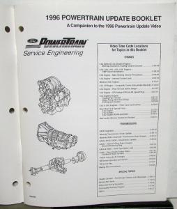 1996 Ford Powertrain Service Engineering Update Training Booklet Engine Trans