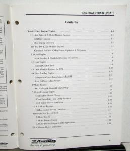 1996 Ford Powertrain Service Engineering Update Training Booklet Engine Trans
