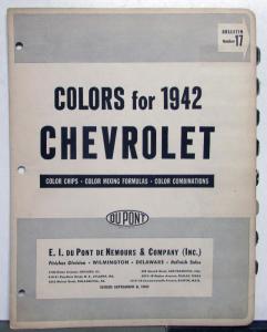 1942 Chevrolet Paint Chips By DuPont Color Bulletin No 17 Original